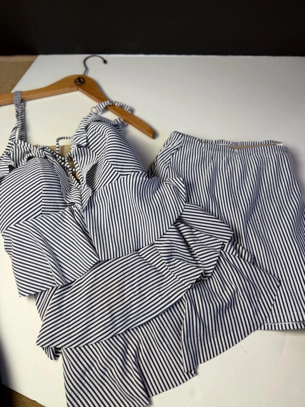 Swim by Cacique Striped Navy & White Two-Piece Skirt Set - Picture 3 of 14